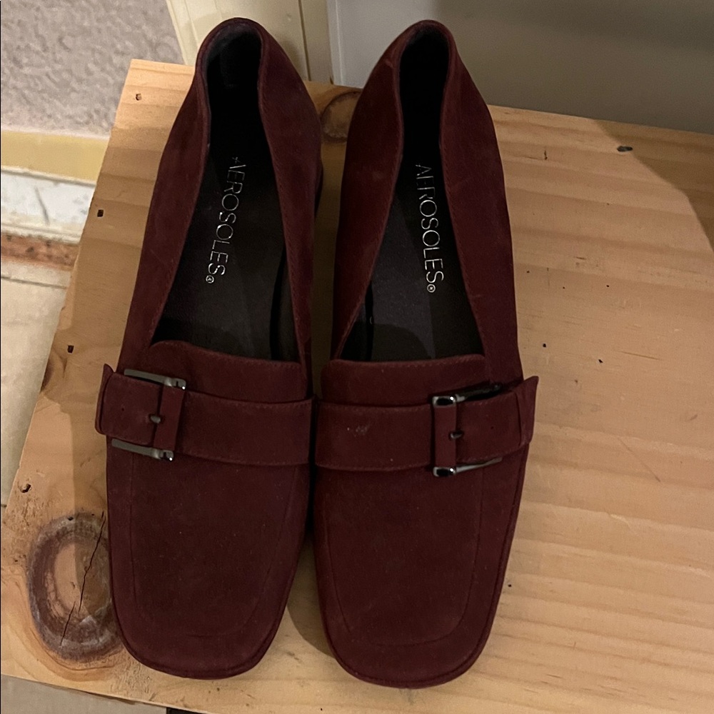 AEROSOLES Women's Dark Red Loafers